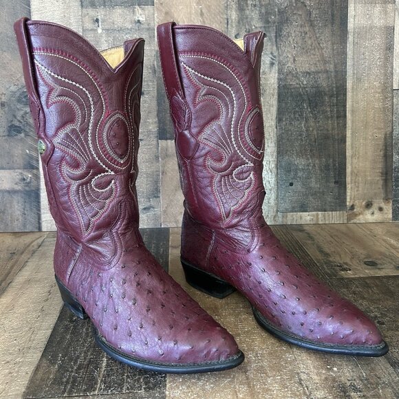 Los Altos Full Quill Ostrich Western Cowboy Boots Mens 10 EE - Picture 1 of 12